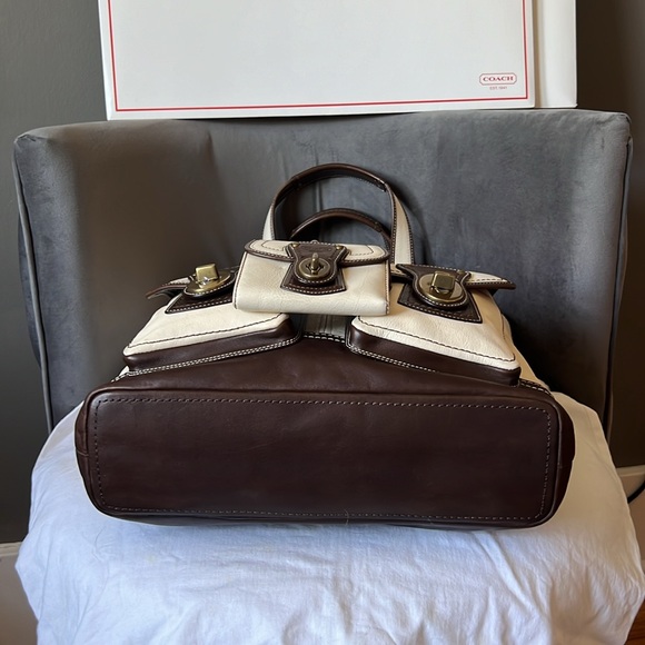 Coach Gigi Legacy Parchment-Dk Brown Spectator Vachetta Leather Tote+Wallet SET - Picture 10 of 14